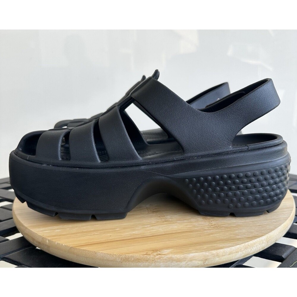 CROCS Stomp Fisherman Platform Chunky Sandals Black Summer Comfort Size M 7/W 9 - Picture 9 of 15